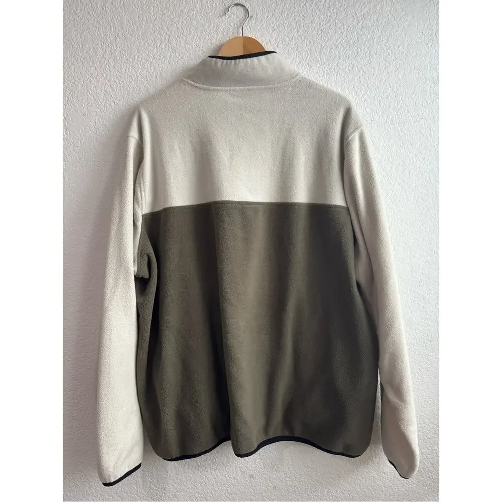Lands End Mens Olive Cream Zip Pullover Fleece XXL